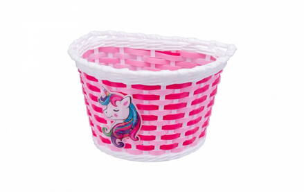 Košík na řídítka, dětský plastový, růžový Unicorn