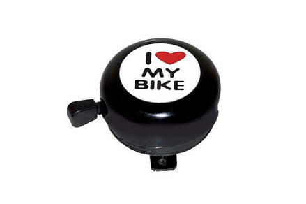 Zvonek I love my bike, ocel/černý